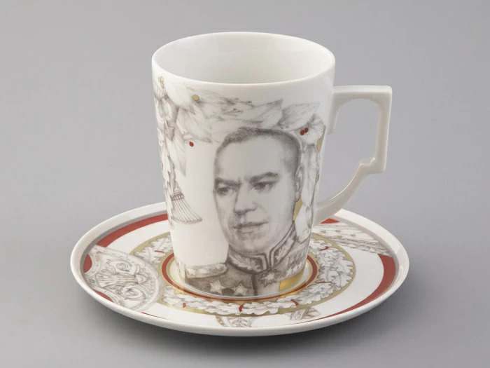 Бокал с блюдцем в подарочной упаковке, форма Гранд, рисунок Маршалы Победы Георгий Жуков, арт. 81.33243.00.1, 