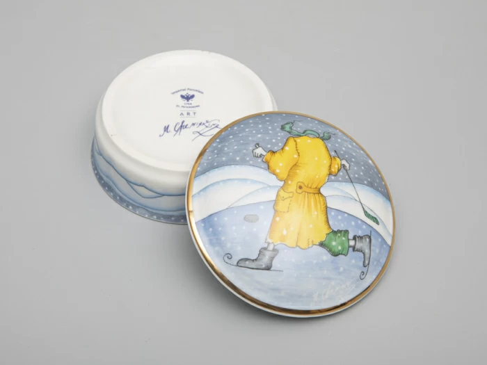 Туалетная коробочка форма Круглая рисунок Зима. Хоккей арт. 81.31061.00.1, 