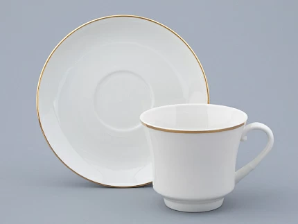 Чашка с блюдцем чайная 220 мл форма Банкетная рисунок Золотая лента арт. 81.16356.00.1 Чашка с блюдцем чайная 220 мл форма Банкетная рисунок Золотая лента арт. 81.16356.00.1