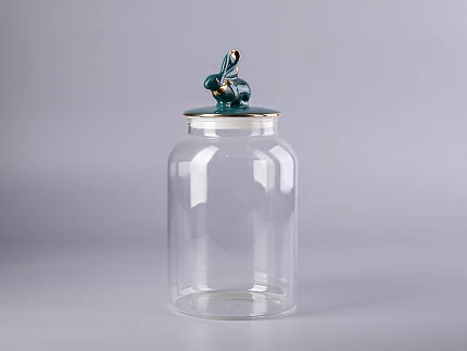Подарочный набор Банка с фарфоровой крышкой Кролик изумруд арт. 14.10076.07
