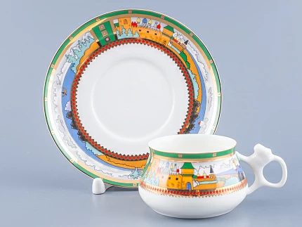 Чашка с блюдцем кофейная 180 мл форма Билибина Деревня на озере 180 мл арт. 81.15225.00.1