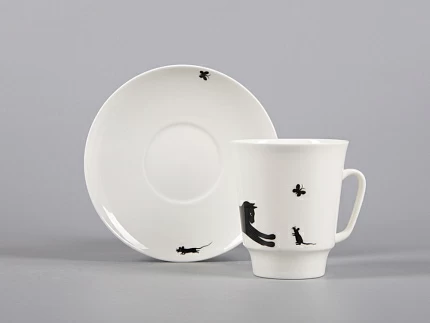 Чашка с блюдцем кофейная 165 мл форма Майская рисунок Кошки-мышки арт. 81.30660.00.1 Чашка с блюдцем кофейная 165 мл форма Майская рисунок Кошки-мышки арт. 81.30660.00.1