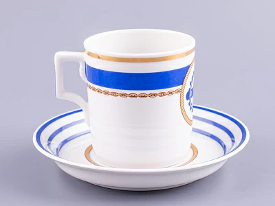 Чашка с блюдцем чайная 220 мл форма Гербовая рисунок Кают-компания № 2 арт. 81.24031.00.1 Чашка с блюдцем чайная 220 мл форма Гербовая рисунок Кают-компания № 2 арт. 81.24031.00.1