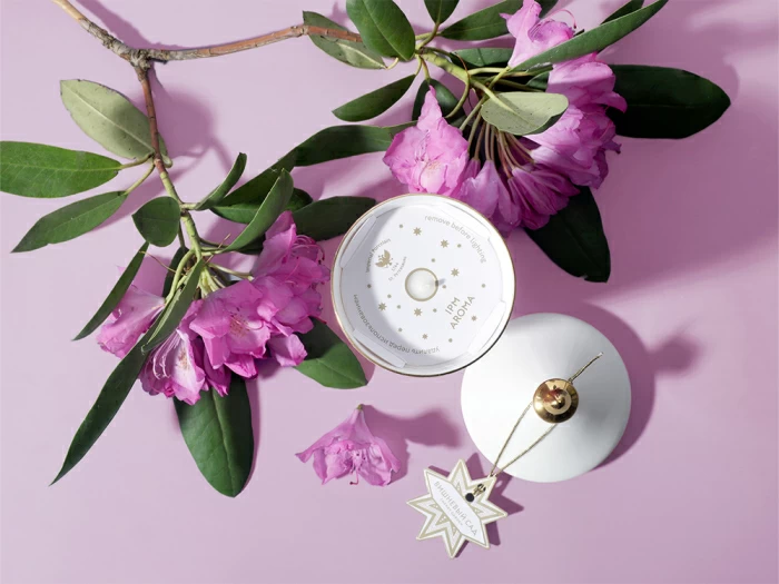 Подарочный набор Свеча ароматическая Идиллия Астра 2 аромат Вишневый сад, арт 81.33302.00.1, 