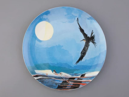 Декоративная тарелка в подарочной упаковке, форма Эллипс, рисунок …движется  лодка, арт. 81.33217.00.1, 
