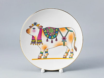 Тарелка декоративная 195 форма Эллипс рисунок Восточный сувенир. Бычок, арт. 80.99932.00.1