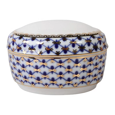 Туалетная коробочка Овальная "Кобальтовая сетка" арт.  80.01588.00.1