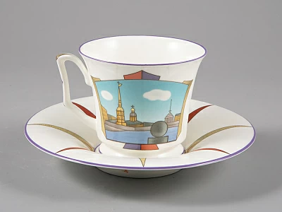 Чашка с блюдцем чайная, форма Юлия рисунок Петербургские картинки. Невские берега, арт. 81.29022.00.1