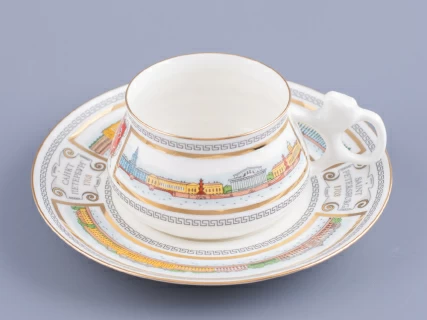 Чашка с блюдцем кофейная 180 мл форма Билибина рисунок Набережные Невы арт. 81.15737.00.1, 