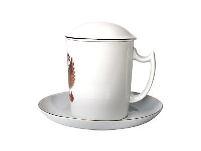 Бокал с блюдцем и с крышкой 380 мл форма Снежное утро рисунок Двуглавый орел арт. 81.15546.00.1