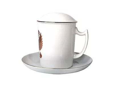 Бокал с блюдцем и с крышкой 380 мл форма Снежное утро рисунок Двуглавый орел арт. 81.15546.00.1