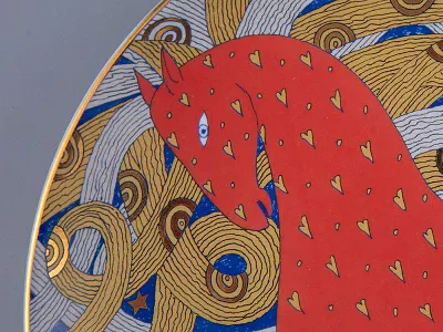 Тарелка декоративная 195 мм в подарочной упаковке, форма Эллипс, рисунок Год лошади арт 81.33965.00.1