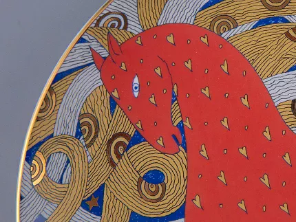 Тарелка декоративная 195 мм в подарочной упаковке, форма Эллипс, рисунок Год лошади арт 81.33965.00.1