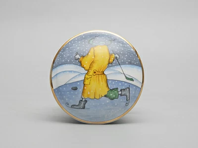 Туалетная коробочка форма Круглая рисунок Зима. Хоккей арт. 81.31061.00.1