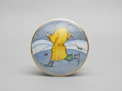 Туалетная коробочка форма Круглая рисунок Зима. Хоккей арт. 81.31061.00.1, 