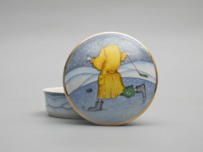 Туалетная коробочка форма Круглая рисунок Зима. Хоккей арт. 81.31061.00.1, 