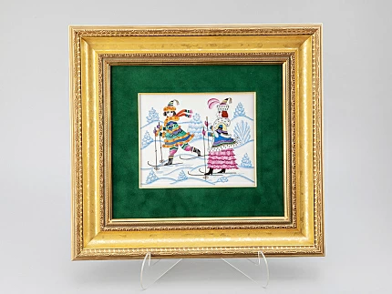 Подарочный набор Пласт в багете 43Х39 Прямоугольная Зимние забавы Лыжи, арт. 80.40584.00.1