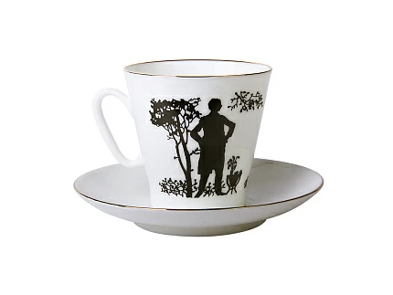 Чашка с блюдцем кофейная 80 мл форма Черный кофе рисунок Семья арт. 81.16747.00.1