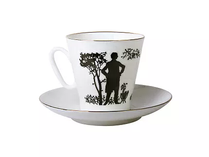 Чашка с блюдцем кофейная 80 мл форма Черный кофе рисунок Семья арт. 81.16747.00.1