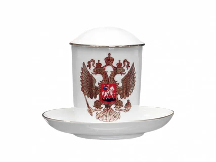 Бокал с блюдцем и с крышкой 380 мл форма Снежное утро рисунок Двуглавый орел арт. 81.15546.00.1, 