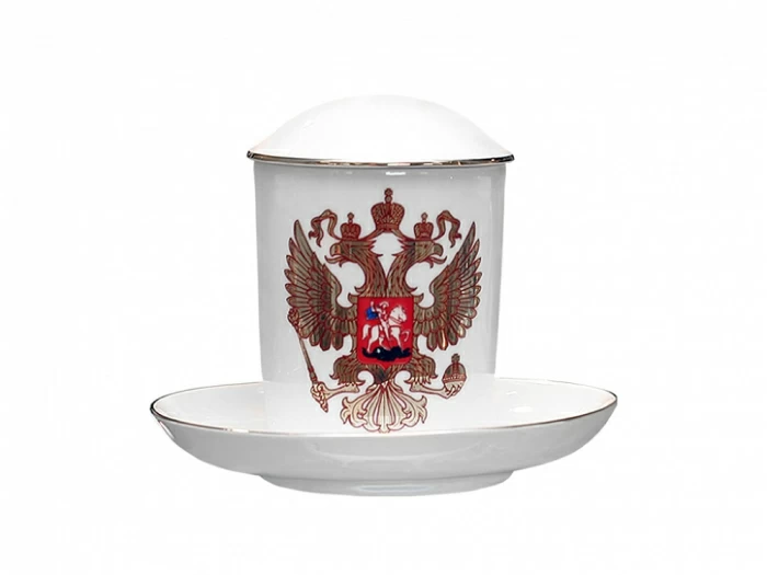 Бокал с блюдцем и с крышкой 380 мл форма Снежное утро рисунок Двуглавый орел арт. 81.15546.00.1, 