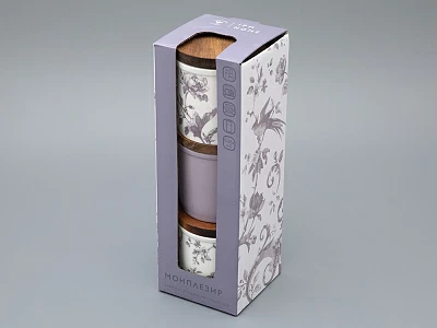 Набор банок с деревянной крышкой (3 предмета) форма Стандартная, рисунок Monplaisir Violet, арт 42.00062.00.1