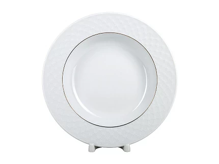 Тарелка глубокая 225 форма Европейская-2 рисунок Сетка Омега (золотая отводка) арт. 80.87676.00.1 Тарелка глубокая 225 форма Европейская-2 рисунок Сетка Омега (золотая отводка) арт. 80.87676.00.1