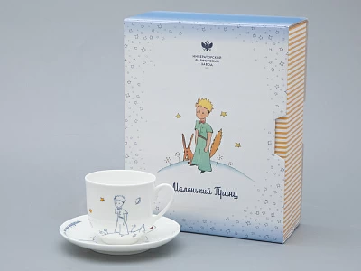 Подарочный набор Чашка с блюдцем, форма Ландыш рисунок Маленький Принц и Роза, арт. 81.27751.00.5