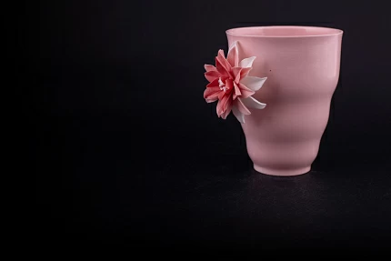 Бокал для салфеток, форма Флора фарфора, Розовый с розовым крупным цветком, арт 60.06878.00.1