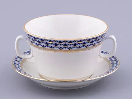Чашка с блюдцем для бульона Молодежная Кобальтовая сетка арт. 81.13919.00.1