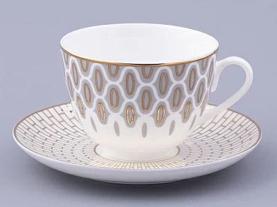 Сервиз чайный на 6 персон 14 предметов форма Весенняя 2 рисунок Саламандра Грей, арт. 81.31630.00.1