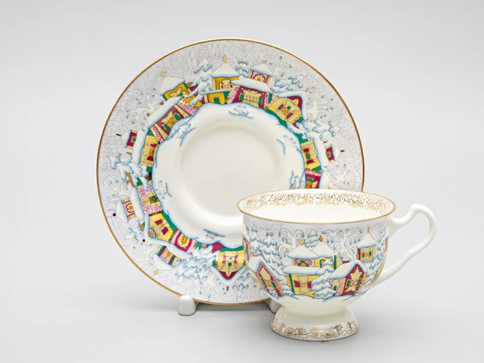 Чашка с блюдцем чайная форма Айседора рисунок Зимний день арт. 81.29566.00.1, 