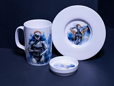 Бокал с блюдцем и крышкой 400мл в подарочной упаковке, форма Топ, рисунок Atomic Heart 1, арт 81.34448.00.1