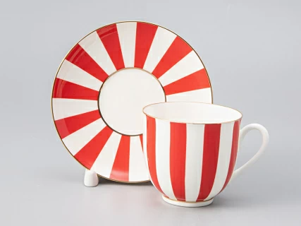 Чашка с блюдцем кофейная 180 мл форма Ландыш рисунок Да и нет (красный) арт. 81.15701.00.1, 