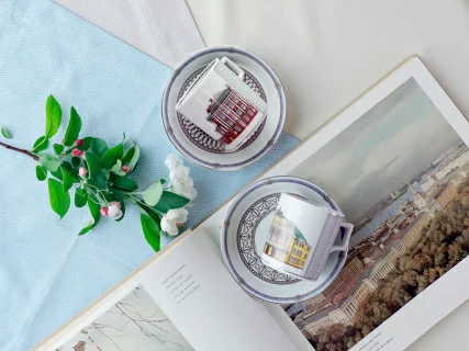 Чашка с блюдцем чайная, форма Гербовая, рисунок Серебряный город 5, арт. 81.32588.00.1,  Чашка с блюдцем чайная, форма Гербовая, рисунок Серебряный город 5, арт. 81.32588.00.1,