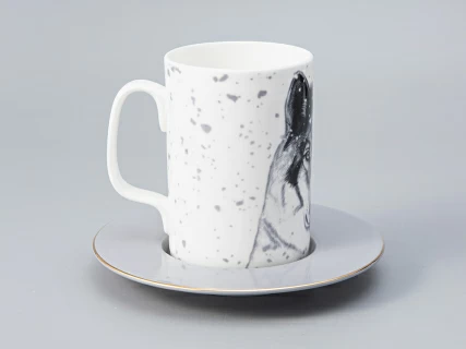 Бокал с блюдцем Тотем в подарочной упаковке, рисунок Волк, арт. 81.28374.00.1,  Бокал с блюдцем Тотем в подарочной упаковке, рисунок Волк, арт. 81.28374.00.1,