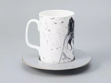 Бокал с блюдцем Тотем в подарочной упаковке, рисунок Волк, арт. 81.28374.00.1