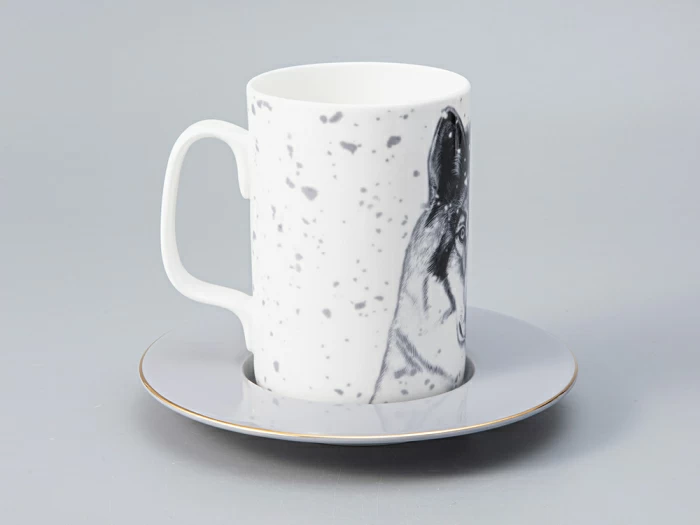 Бокал с блюдцем Тотем в подарочной упаковке, рисунок Волк, арт. 81.28374.00.1,  Бокал с блюдцем Тотем в подарочной упаковке, рисунок Волк, арт. 81.28374.00.1,