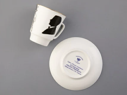 Чашка с блюдцем 165 мл форма Майская рисунок Русские писатели Булгаков, арт. 81.33387.00.1, 