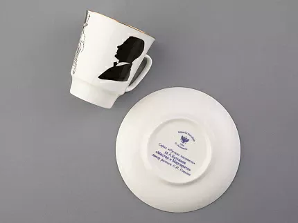 Чашка с блюдцем 165 мл форма Майская рисунок Русские писатели Булгаков, арт. 81.33387.00.1