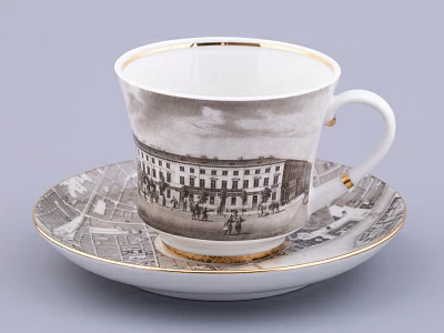 Чашка с блюдцем чайная, форма Банкетная, рисунок Великолепный Невский Малая Конюшенная, арт. 81.32686.00.1 Чашка с блюдцем чайная, форма Банкетная, рисунок Великолепный Невский Малая Конюшенная, арт. 81.32686.00.1