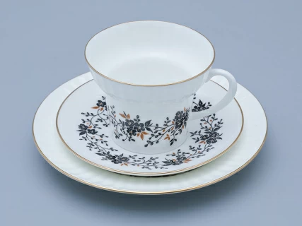 Трехпредметный комплект чайный форма Волна рисунок Тонкие веточки 155 мл арт. 81.14404.00.1, 