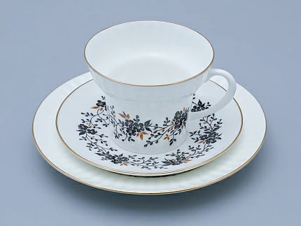 Трехпредметный комплект чайный форма Волна рисунок Тонкие веточки 155 мл арт. 81.14404.00.1