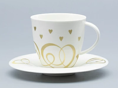 Чашка с блюдцем чайная форма Оливия рисунок Сердечки арт. 81.31428.00.1 Чашка с блюдцем чайная форма Оливия рисунок Сердечки арт. 81.31428.00.1