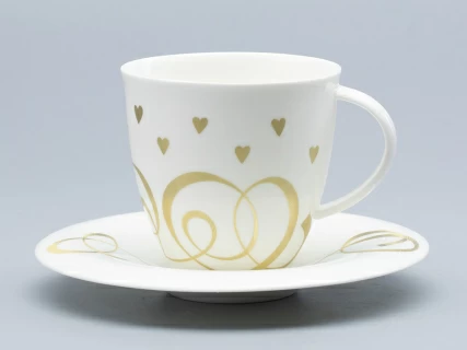Чашка с блюдцем чайная форма Оливия рисунок Сердечки арт. 81.31428.00.1, 