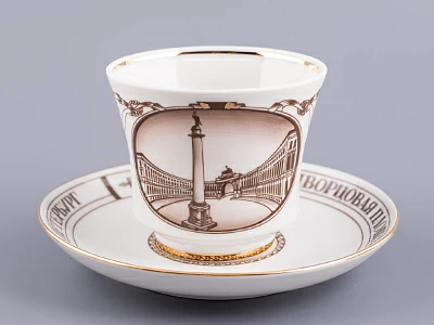 Чашка с блюдцем чайная 220 мл форма Банкетная рисунок Дворцовая площадь арт. 81.14848.00.1