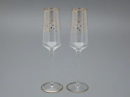 Набор из 2-х бокалов для шампанского 230 мл в подарочной упаковке, рисунок Азур золотой, арт 14.11448.07, 