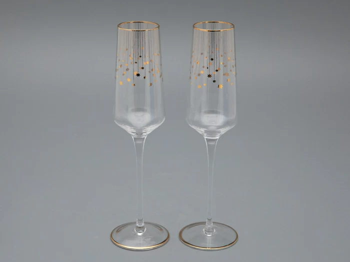 Набор из 2-х бокалов для шампанского 230 мл в подарочной упаковке, рисунок Азур золотой, арт 14.11448.07, 