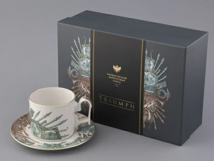 Чашка с блюдцем в подарочной упаковке, форма Охотничий, рисунок Триумф Штандарт Победы, арт. 81.32468.00.1, 