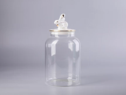Подарочный набор Банка с фарфоровой крышкой Кролик золото арт. 14.10078.07